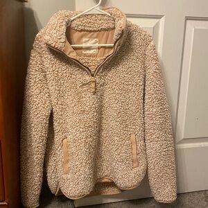 Sherpa jacket with front zip and pockets